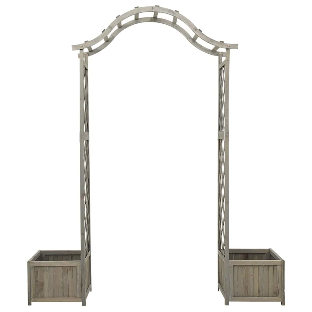 Pérgola de Jardín con Puerta, Madera Maciza de Abeto | Arco para Entrada, Resistente a la Intemperie, Macetas Laterales, Decoración para Caminos