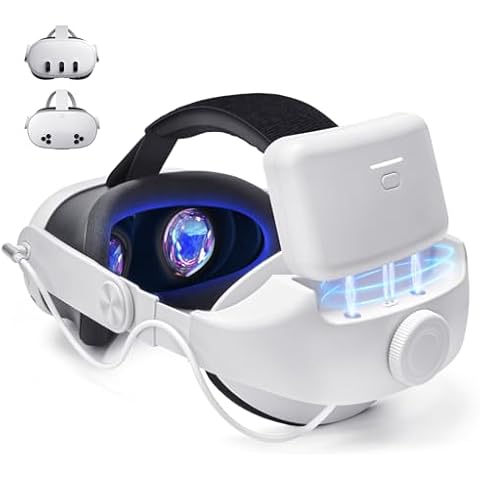 Head Strap with Battery for Quest 3/Quest 3S, 8000mAh Battery Pack Elite Strap Adjustable VR Headset Headstrap for Enhanced Comfort and Play Time Cover