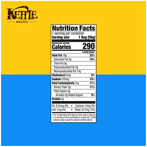 Image of Kettle Brand Potato Chips, Salt & Vinegar Kettle Chips, Snack Bag, 2 Oz