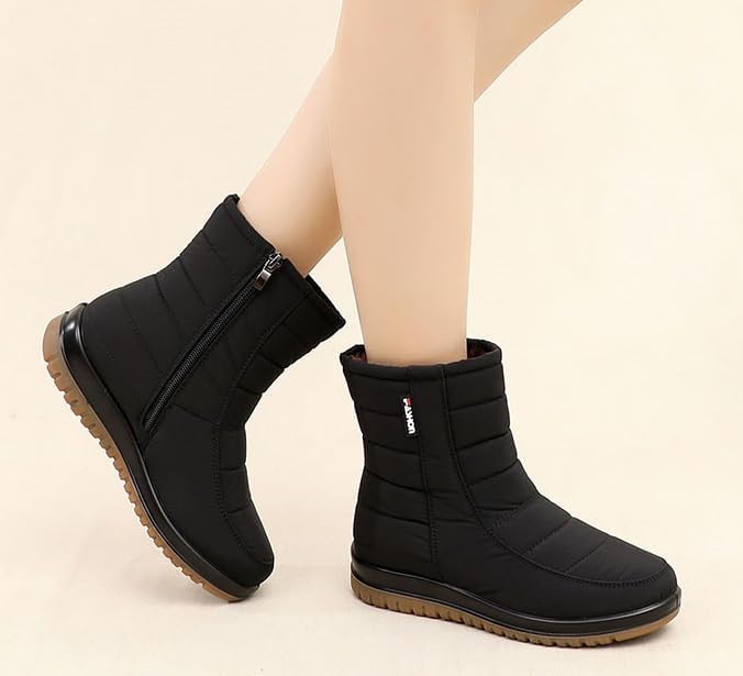 Women's Winter Snow Boots - Lightweight Warm Fur Lined Waterproof Slip-On Ankle Booties, Anti-Slip Sneaker-Style Footwear for Cold Weather​