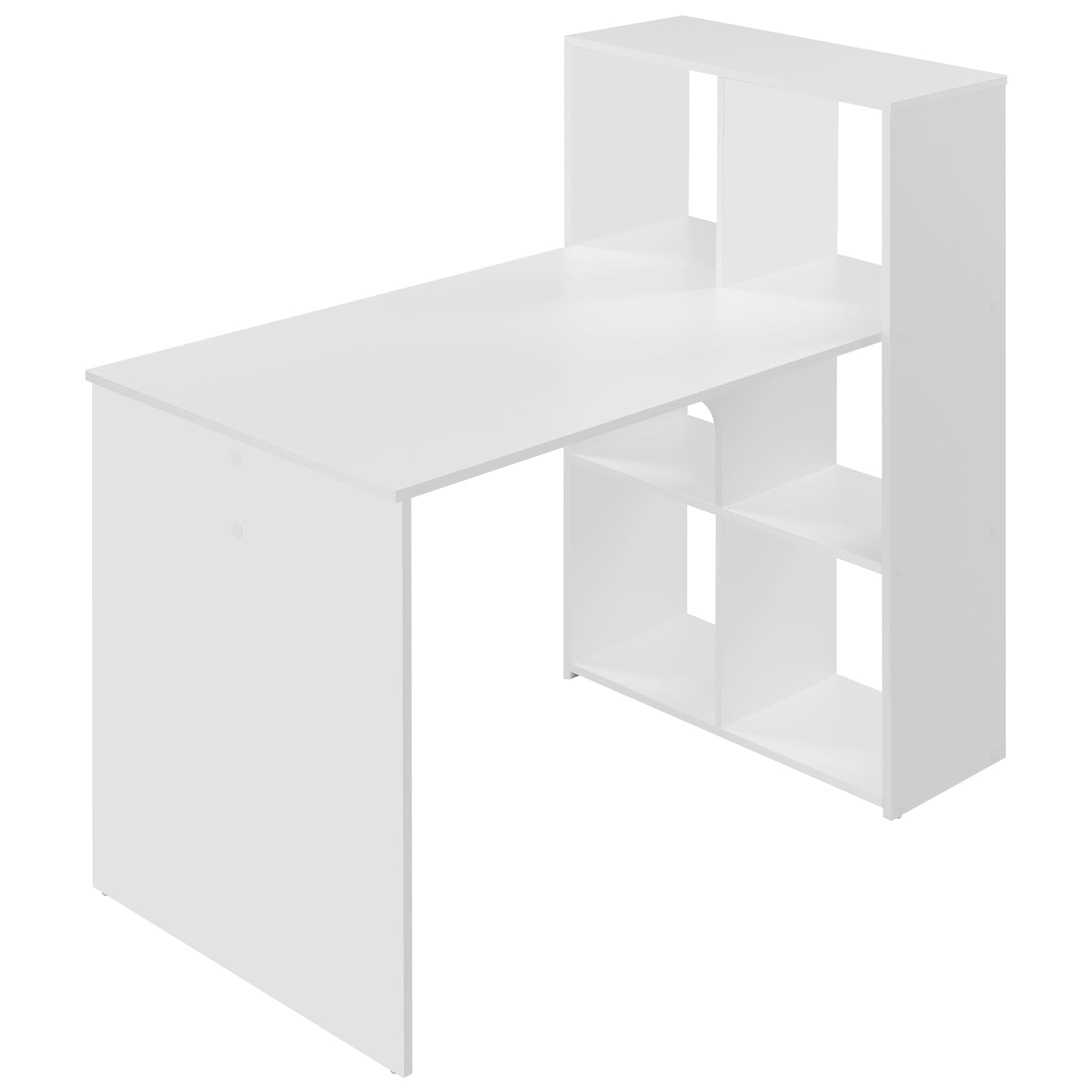 eSituro Escritorio Oficina con Estanterías 120x63x111 cm, 6 Estantes Almacenamiento Estable, Mesa PC para Estudio Dormitorio, Blanco