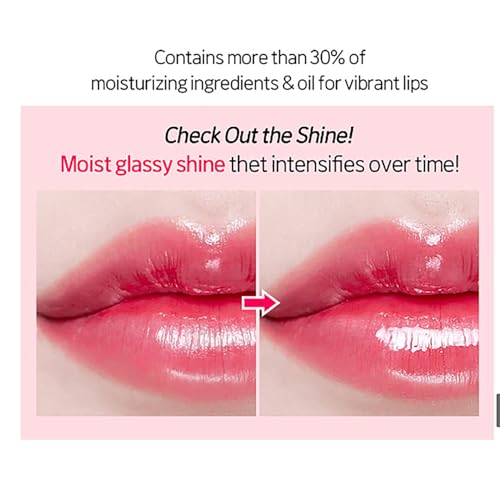 Image of ETUDE Glow Fixing Tint for Plump & Fuller Lips| Non-Sticky, Moisturising, Vegan Gloss| Shade- 12 Cherry Sugar, 3.8g (Pack of 2)