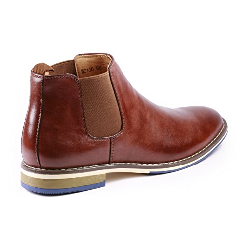 Metrocharm MC130 Men's Formal Dress Casual Ankle Chelsea Boot (12 D(M) US, Brown PU)