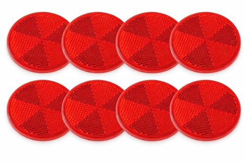 Ribbonboard Lot de 8 réflecteurs latéraux Autocollants Ronds pour remorques, caravanes et Bateaux (Rouge)