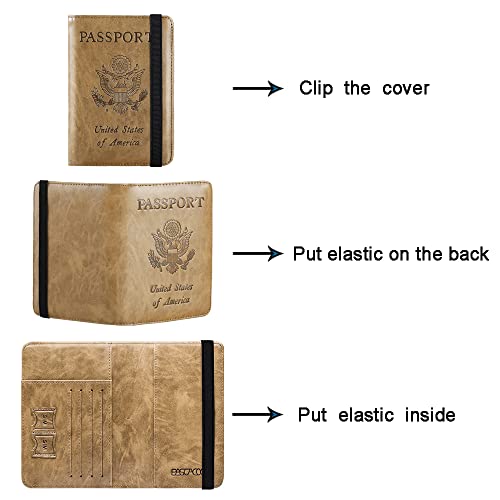 Passport Holder Cover Wallet Rfid Blocking Leather Card Case Travel Document Organizer(Brown) #TOP4