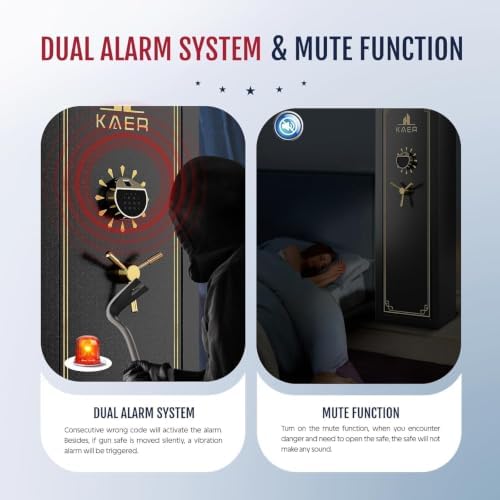 KAER 20 Gun Safe Biometric - Assembled Gun Safes for Rifles and Pistols Fingerprint Rifle Safe Large Gun Cabinet for Shotguns with Digital Keypad Removable Gun Racks Pistol Pockets Sensor Light — view 5