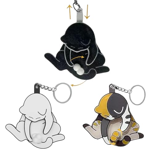 Pronature 3Pcs Cat Keychain for Cat Lovers - Funny Novelty