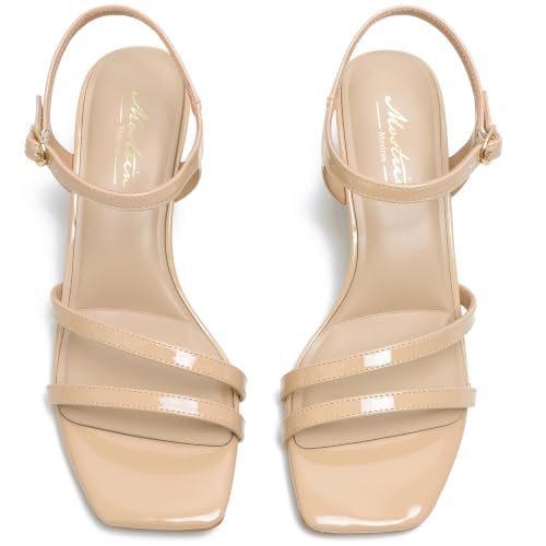 Image of Mostrin Strappy Heels for Women Square Open Toe Lace Up Heeled Sandals Ankle Strap Sexy Stiletto High Heels for Party, Prom, Dating, Wedding