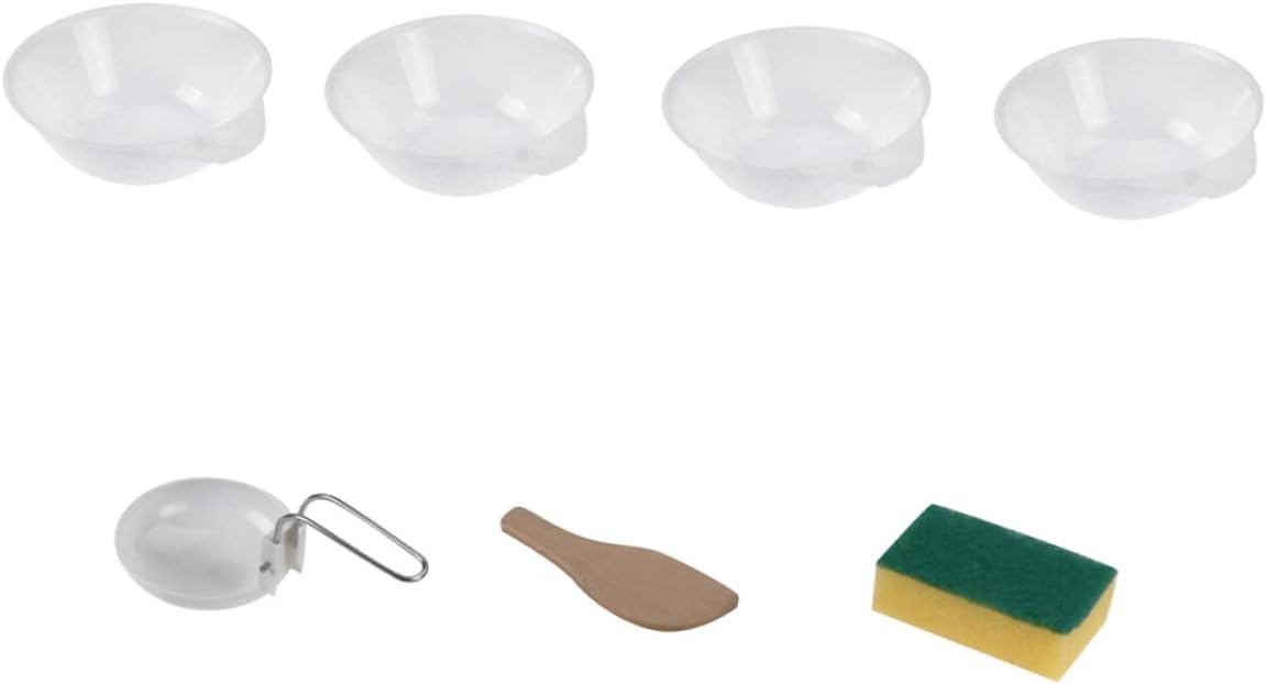 Toddmomy 7pcs Outdoor Camping Bowl Set Lightweight Portable Tableware Kit with Plastic Bowls Soup Spoon Wooden Spatula Sponge for Hiking Picnics Outdoor Cooking Supplies