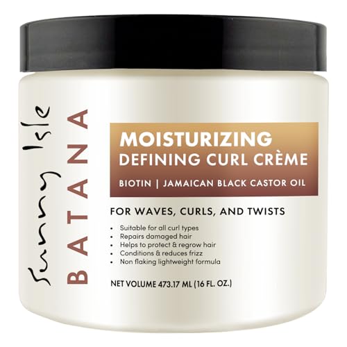 Sunny Isle Batana Moisturizing Defining Curling Crème 16oz | Biotin and Jamaican Black Castor Oil...