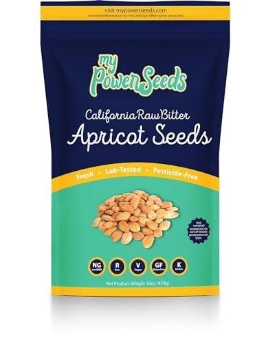 Certified Seeds by My Power Seeds (1 pound bag) | Natural Source of Vitamins & Minerals - Raw - 100% Non GMO, Vegan, Gluten Free (Apricot Seeds)