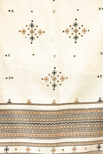 Image of Exotic India Women's Kutch Wool Shawl (SHV95--beige)
