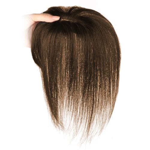 Cabello Topper Real Human Hair Toppers for Women 9.8 pulgadas de largo cabello humano Toppers para cabello delgado Mujeres Clip de seda en extensiones de cabello Natural busca para uso diario marrón