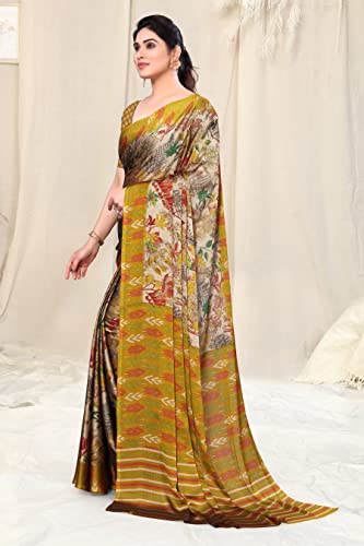 Image of MIRCHI FASHION Saree for Woman Chiffon Floral Printed | Breathable Lightweight Summer Sari for Office and Home Use with Blouse Piece (Available in 20 Colors)