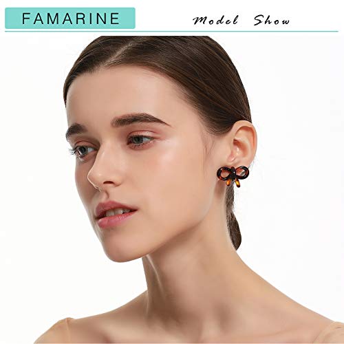 Tortoise Shell Ribbon Bow Tie Stud Earrings Acrylic Resin Lucite For Women Fashion Jewelry #TOP1