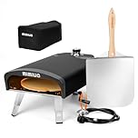 Mimiuo Outdoor Gas Pizza Oven Portable Propane Pizza Grilling Stove with Manual Rotation System, Oven Cover, Pizza Stone and Pizza Peel