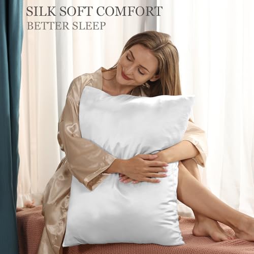 Adubor 100% Silk Pillowcase - Mulberry Silk Pillow Cases, 23 Momme 6A Grade Fibers, Silk Pillow Cases for Hair and Skin Health, with Hidden Zipper (King 20''×36'', White, 1PC) by Adubor - Image 2