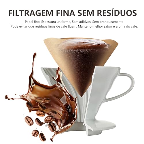 Filtro de Papel para Coador de Café V60, Tamanho 02, Filtro V60 02, Filtro Cafe ​​2-4 Xícaras para C