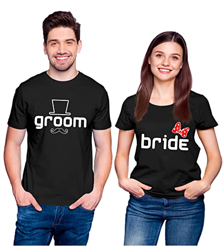 Image of Hangout Hub HH81 Men & Women T shirts |Round Neck T-Shirt| Regular Fit | Half Sleeves | Cotton | Couple Tshirts for Couple |Pack of 2|Couple T-Shirts