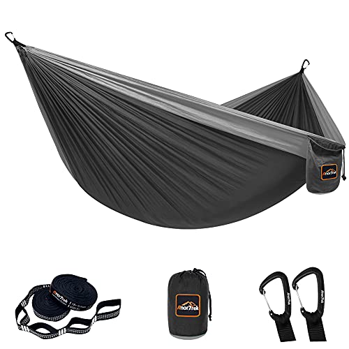 AnorTrek Camping Hammock - Perfect for Single or Double Occupancy - Parachute Nylon Fabric