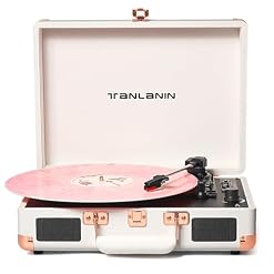 Vinyl Record Player Bluetooth Vintage 3-Speed Portable Suitcase Turntables with Built-in Speakers, Belt-Driven LP Player Support USB Recording AUX-in RCA Line Out Headphone Jack, White - Les Beatles, Paul McCartney, John Lennon, RIngo Starr, George Harrison