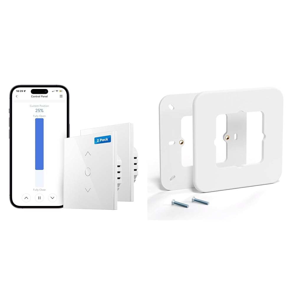 Bundle of Meross Interruttore per Tapparelle WiFi, Interruttore WiFi per Tenda and Placche a Parete per Scatola 503, Copri Cassetta per Scatola 503, 12CM×12CM, Compatibile con Apple HomeKit, Alexa