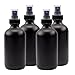 8-Ounce Black Glass Spray Bottles or Perfume Bottles (4-Pack); w/Fine Mist Atomizer Spritzers for Aromatherapy, Cologne, DIY & More