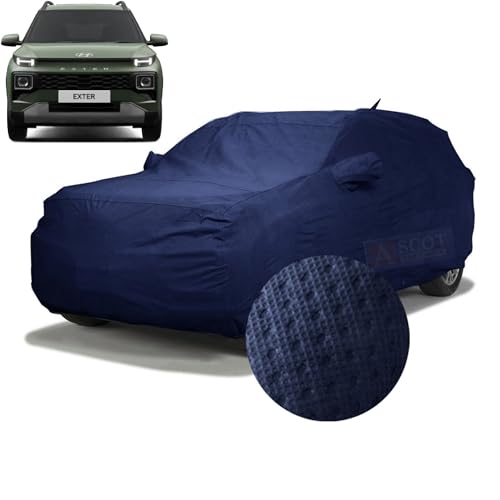 Image of ASCOT, CAR COVER for Hyundai Exter Car Cover with Mirror & Antenna Pockets 3 Layers Custom-Fit Heat Resistant UV Proof for Indoor & Outdoor Use (EXTER S(O), Tiebond Blue)