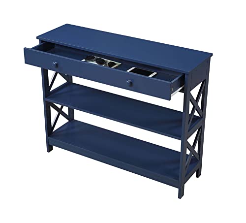 Image of Convenience Concepts Oxford 1 Drawer Console Table with Shelves, Cobalt Blue