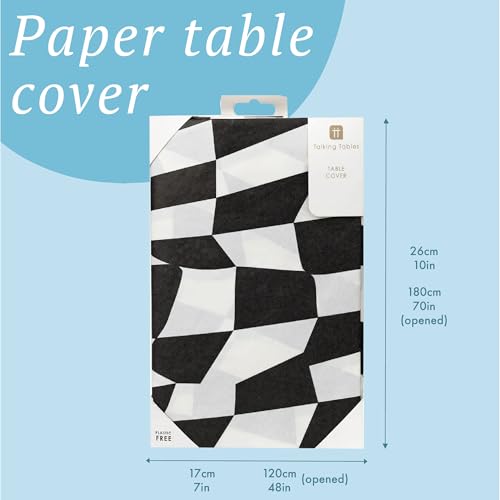 Talking Tables Black & White Alice in Wonderland Paper Table Cover | Disposable Tablecloth Party Supplies for Mad Hatter Tea Party, Onederland Birthday, Mother's Day Tableware, Weddings 71' x 47' by Talking Tables - Image 3
