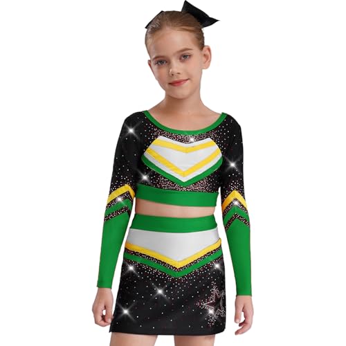 Pompom girl pour filles costume deux pièces vert résistant 5-6 ans