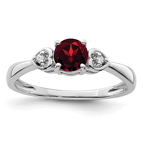 925 Sterling Silver Diamond Red Garnet Band Ring Size 6.00 Gemstone Fine Jewelry For Women Gifts For Her