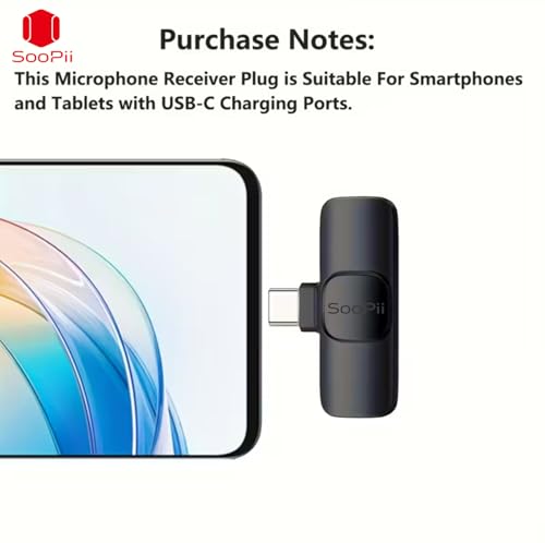 Image of SOOPII Type-C Wireless Collar Microphone for Android, Noise Cancellation Clip-On Mini Mic for YouTube, Vlogging, Reels, Interviews, Plug & Play Lavalier Mic for Video Recording, 6H Backup, 65ft Range