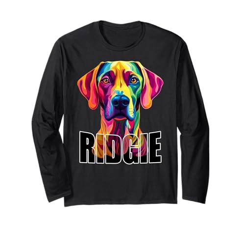 Rhodesian Ridgeback Face Colorato Ridgie Proprietario Cane Nero Maglia a Manica