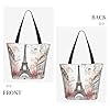 DWVTSLH French Paris Tour Eiffel Tower Tote Bag for Women Large Shoulder Bag with Zipper Travel Handbag with Pockets Reusable Shopping Bag Aesthetic Beach Bag #2