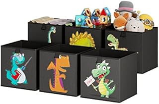 Wisdom Star Removable Divider Storage Organizer,6 Pack 13 Inch Animal Fabric Storage Cube Bins, Storage Baskets for Shelves, Cube Storage Boxes for Organizing Closet BinsBlack