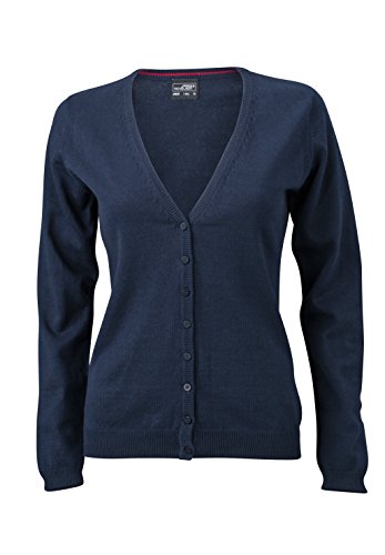 James & Nicholson Damen V-Neck Cardigan Strickjacke, Blau (Navy), 38 (Herstellergröße: L)