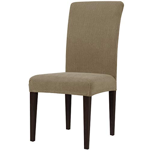 subrtex Funda de Silla Poliéster Elástica Cubierta de Asiento Forro de Silla Doméstico Comedor (Pack de 2, Arena)