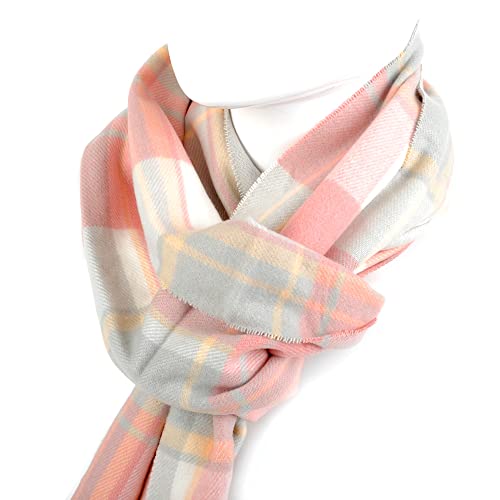 Image of Nollia Plaid Fall /Winter Scarf for Men & Women-Plaid Color Cashmere Feels Acrylic Scarves