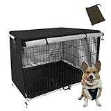 Pelconei 犬のケージカバー ペットサークルカバー 犬用ケージカバー 防寒 夏 通気 水洗い可能 防水 落ち着ける空間作り ファスナー付き 取り付け簡単 (ブラックS（94*61*63cm）)