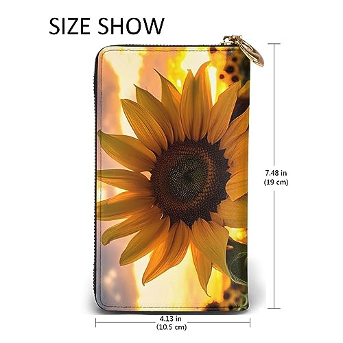 Farm Sunflower Women's Wallet Long Zip Around, Premium Vegan Leather Wallet with 12 Card Holders, Large Capacity,Gift Ready Packaging3