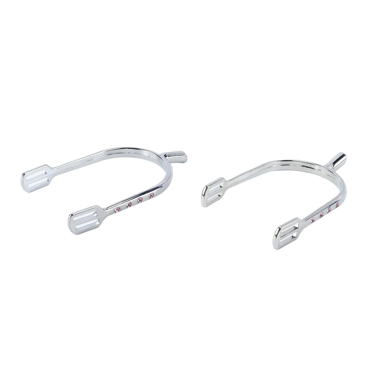 Orivin 2Pcs Silver Chrome Plated Zinc Alloy English Style Spurs with Pink Crystals​