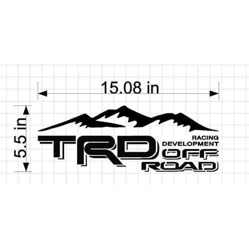 TRD Racing Development Gloss Black with Mountains Vinyl Decal Sticker for Trucks (5.5\" x 15.8\")