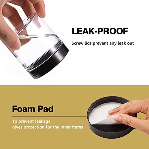 2 oz Plastic Containers with Lids 60pcs Plastic Jars with Lids + 3/5/10 Gram 12pcs Sample Containers Travel Jar– Great for Lip Scrub,Body Butters,Cream,Lotion Labels & Spatulas (72 Pack)3