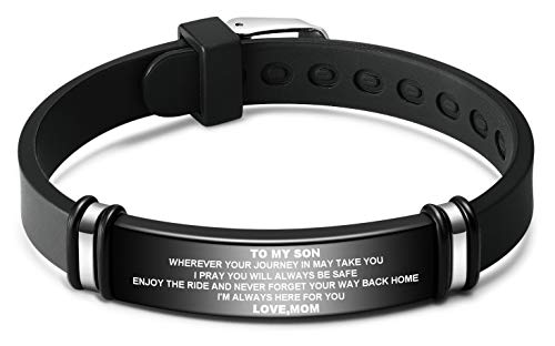 to My Son Bracelet, Son Bracelet from Mom, Inspirational Bracelet to Son, Mother Son Bracelet,Son Personalized Gift for Birthday, Christmas,Graduation,Adjustable.(Multi-Color Option)