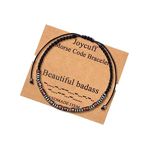 JoycuFF Gifts for Women Morse Code Bracelet for Women Secret Messages Wood Beads Jewelry Birthday Valentines Day Mother's Day Graduation Gifts for Daughter Best Friends Sisters Mom Teacher Cover