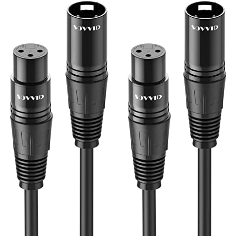 Sovvid 2Pack XLR Microphone Cable - 20FT XLR Male to Female Microphone Cord Wire Balanced 3 PIN Mic Cables Compatible with Microphone Studio Harmonizer Mixing Board Speaker Radio Station Black Cover
