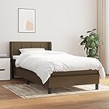 Qnhdfrt Boxspringbett Dunkelbraun 90x190 cm mit Matratze & Topper 193x93x78/88 cm Höhenverstellbares Kopfteil