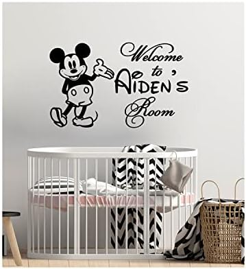 Wall Decal Personalized Custom Name Decals Welcom To Mickey Mouse Vinyl Sticker Home Decor Nursery Boy Baby Room Kids Stickers Children's Decor Art Mural SM84