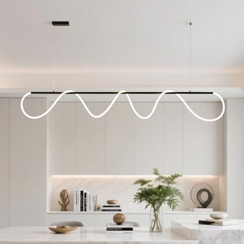 Restaurant pendant light wave shaped with remote control adjustable LED